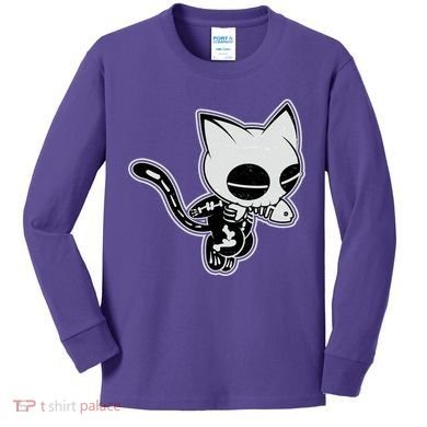 Funny Halloween Cute Ghost Skelekat Kids Long Sleeve Shirt