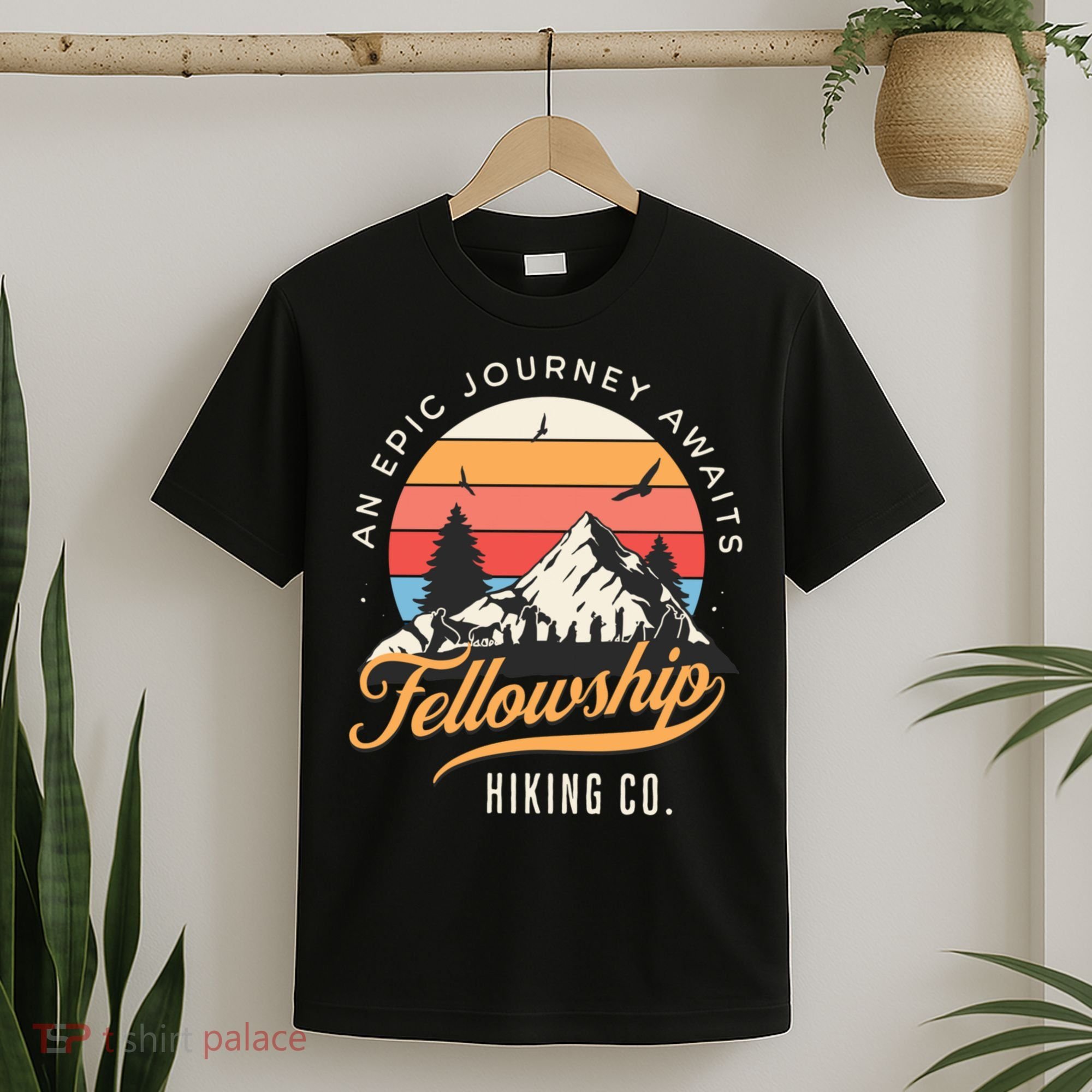 Fellowship Hiking Co An Epic Journey Awaits Black Fantasy T-Shirt