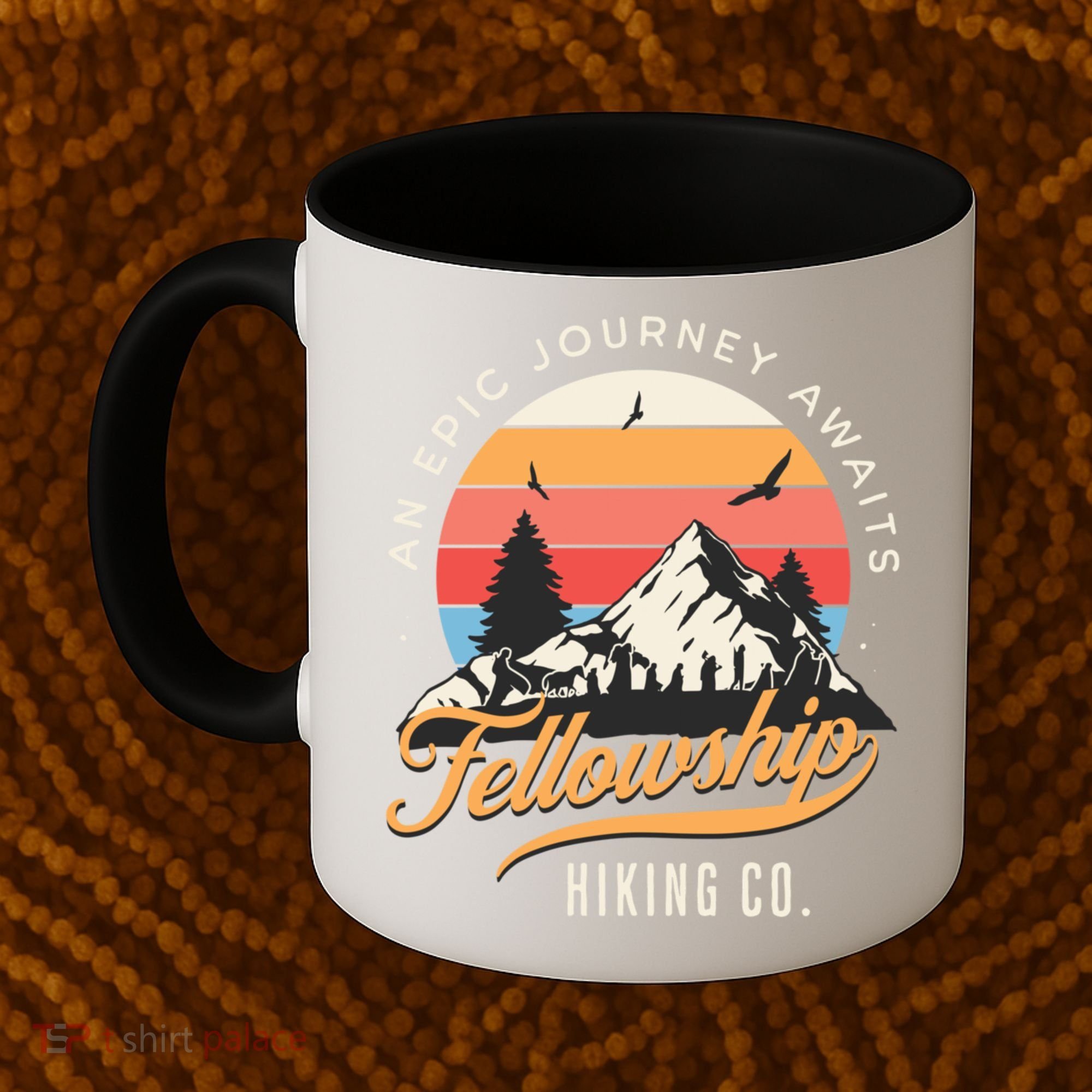 Fellowship Hiking Co An Epic Journey Awaits Black Fantasy Coffee Mug