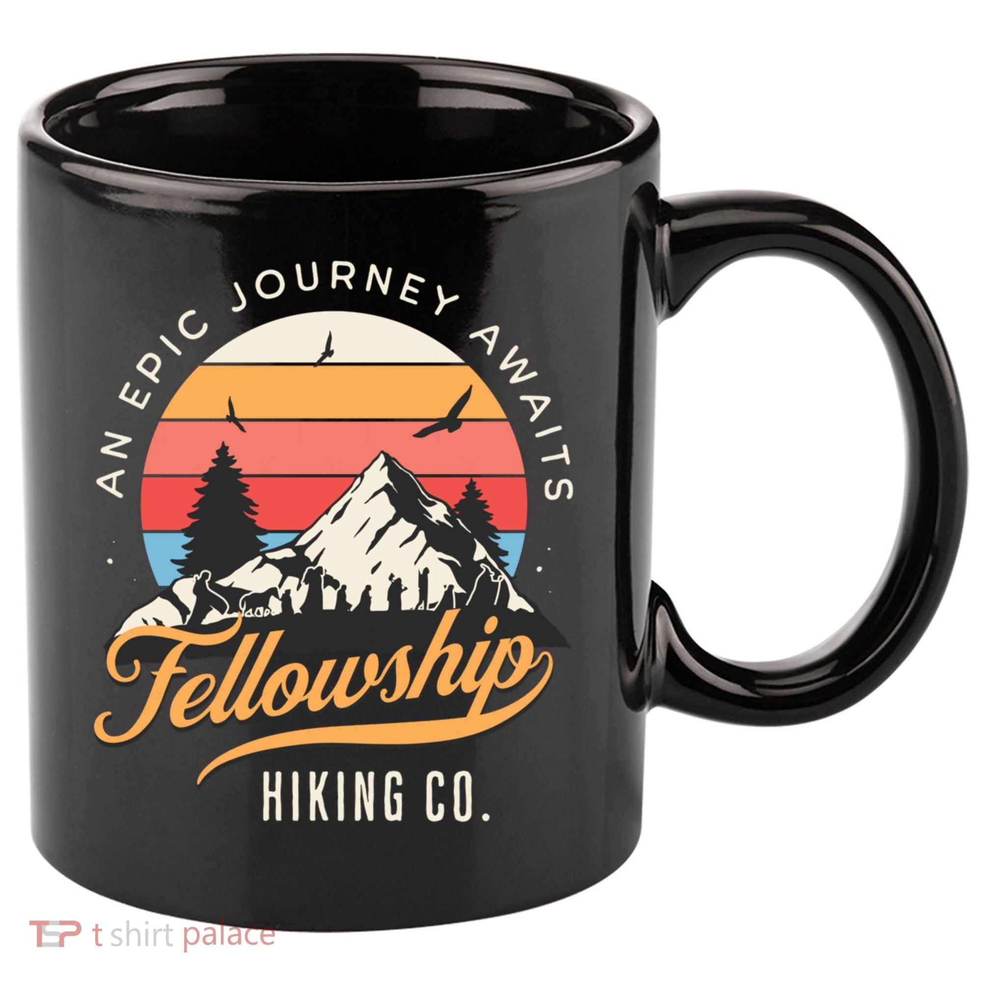 Fellowship Hiking Co An Epic Journey Awaits Black Fantasy 11oz C Handle Ceramic Mug