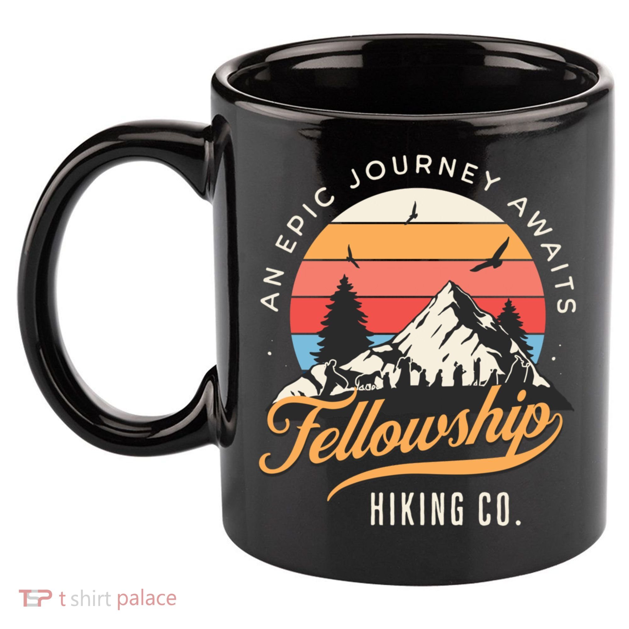 Fellowship Hiking Co An Epic Journey Awaits Black Fantasy 11oz C Handle Ceramic Mug