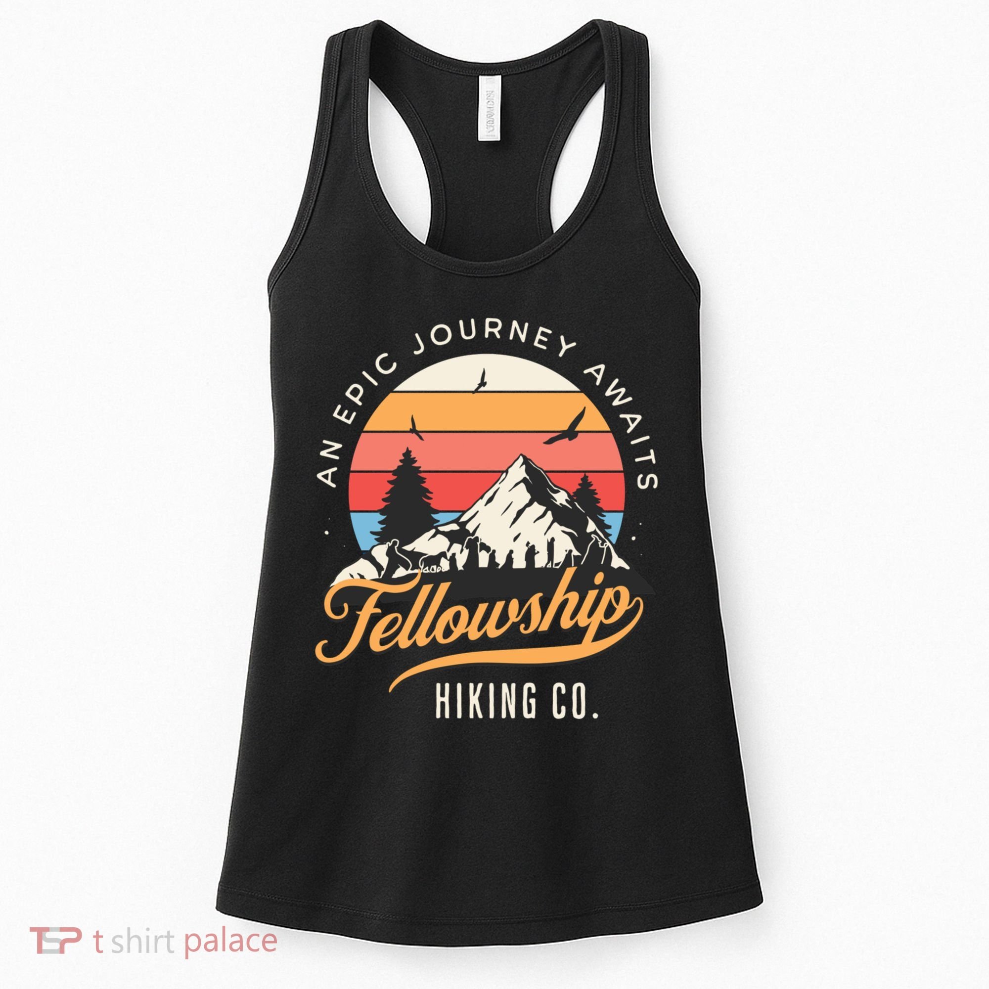Fellowship Hiking Co An Epic Journey Awaits Black Fantasy Women's Tank Top