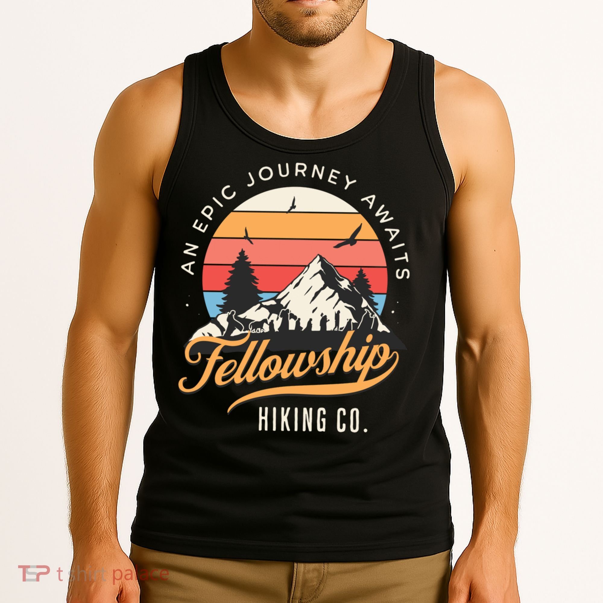 Fellowship Hiking Co An Epic Journey Awaits Black Fantasy Tank Top