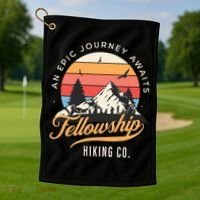 Fellowship Hiking Co An Epic Journey Awaits Black Fantasy Golf Towel thumb 1