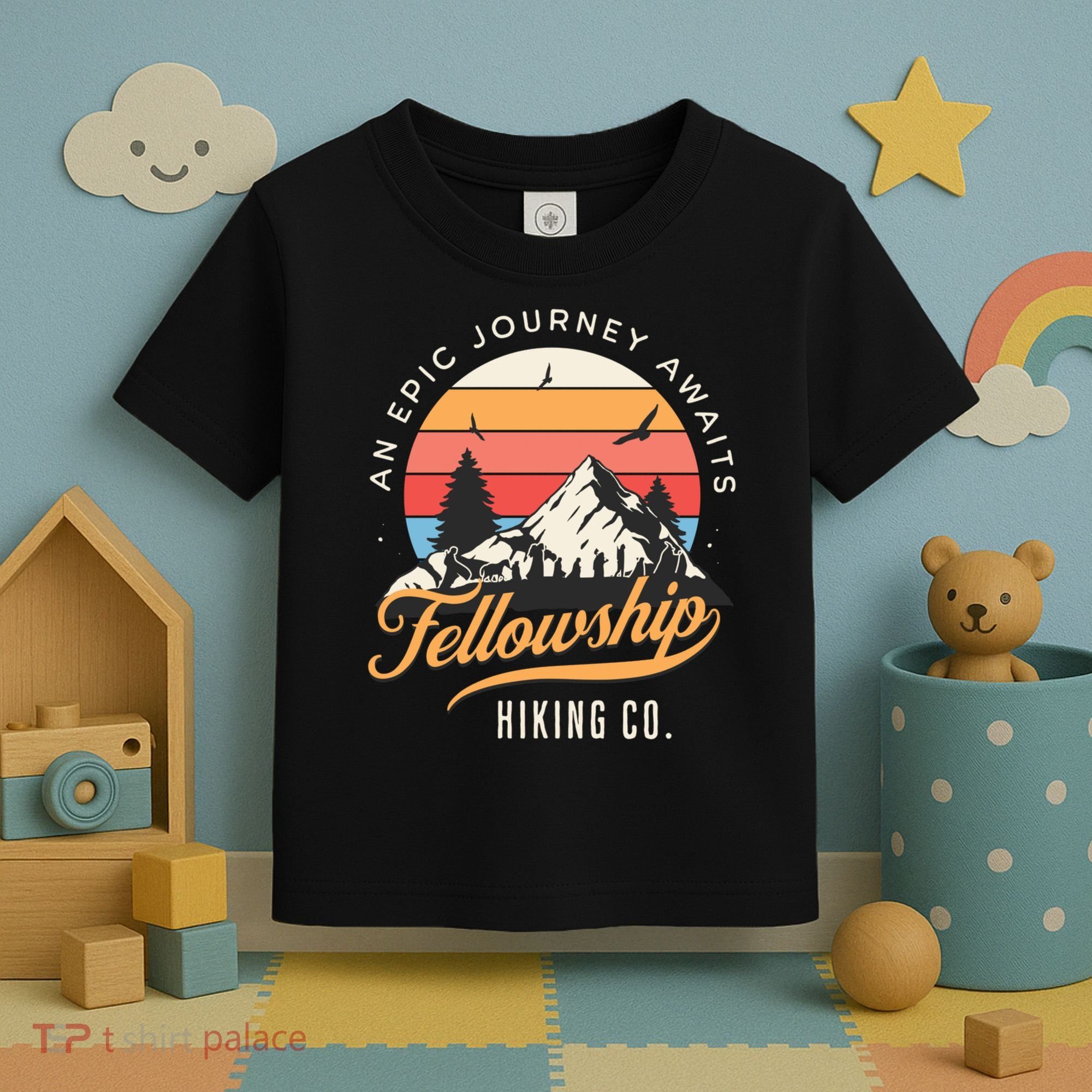 Fellowship Hiking Co An Epic Journey Awaits Black Fantasy Toddler T-Shirt