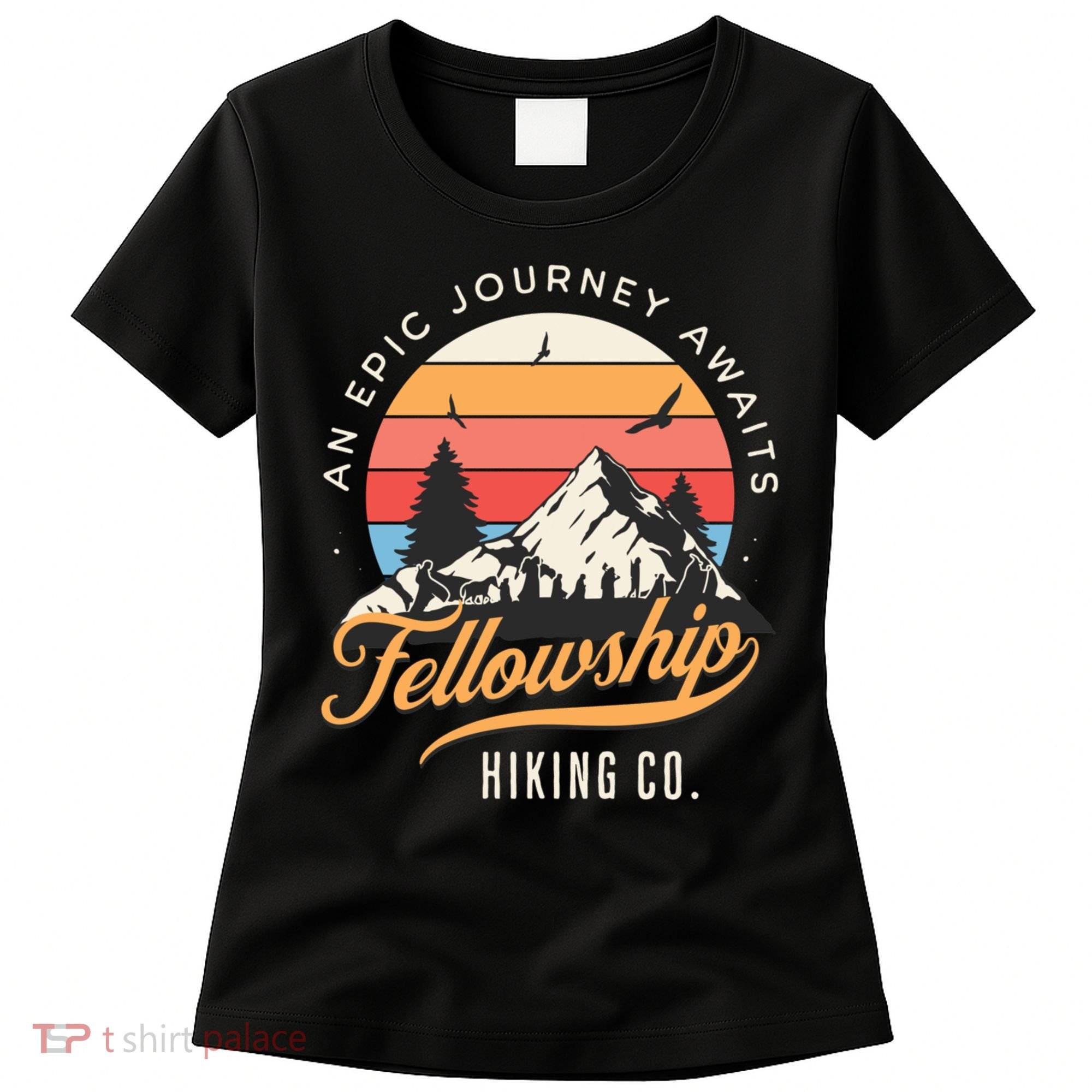 Fellowship Hiking Co An Epic Journey Awaits Black Fantasy Women's T-Shirt