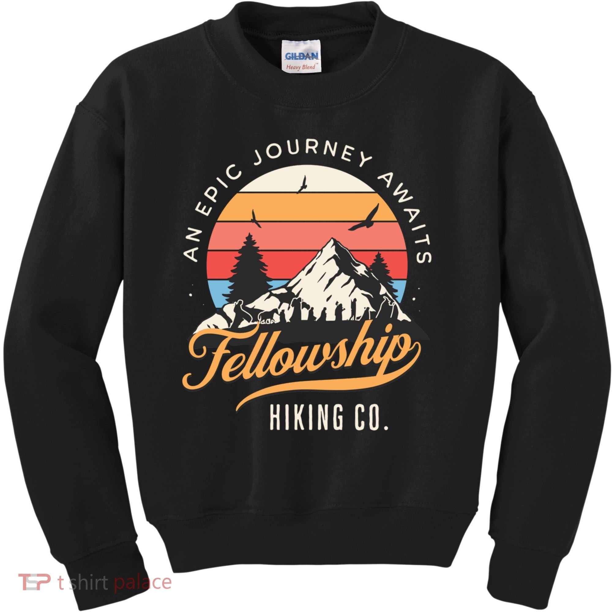 Fellowship Hiking Co An Epic Journey Awaits Black Fantasy Kids Sweatshirt