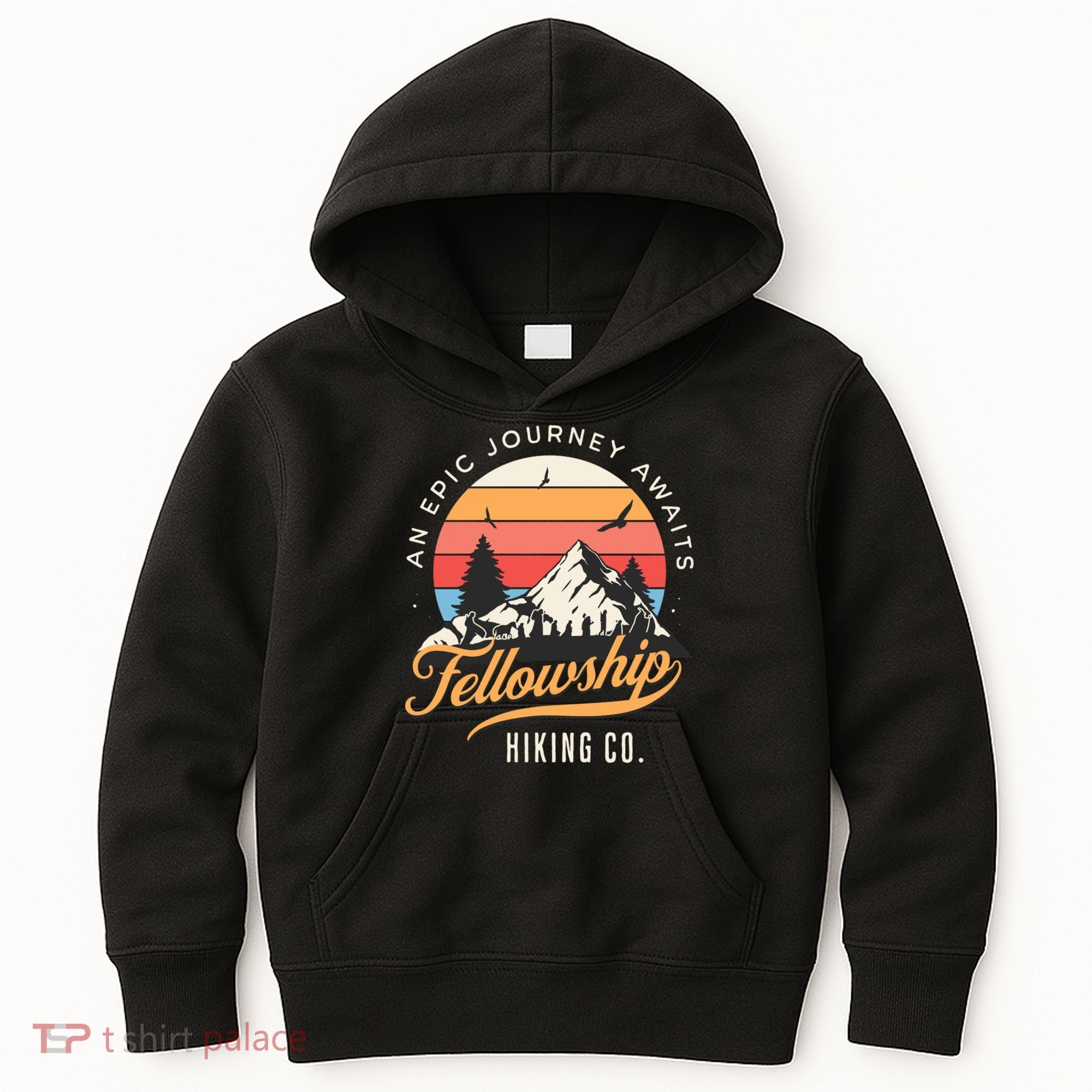 Fellowship Hiking Co An Epic Journey Awaits Black Fantasy Kids Hoodie