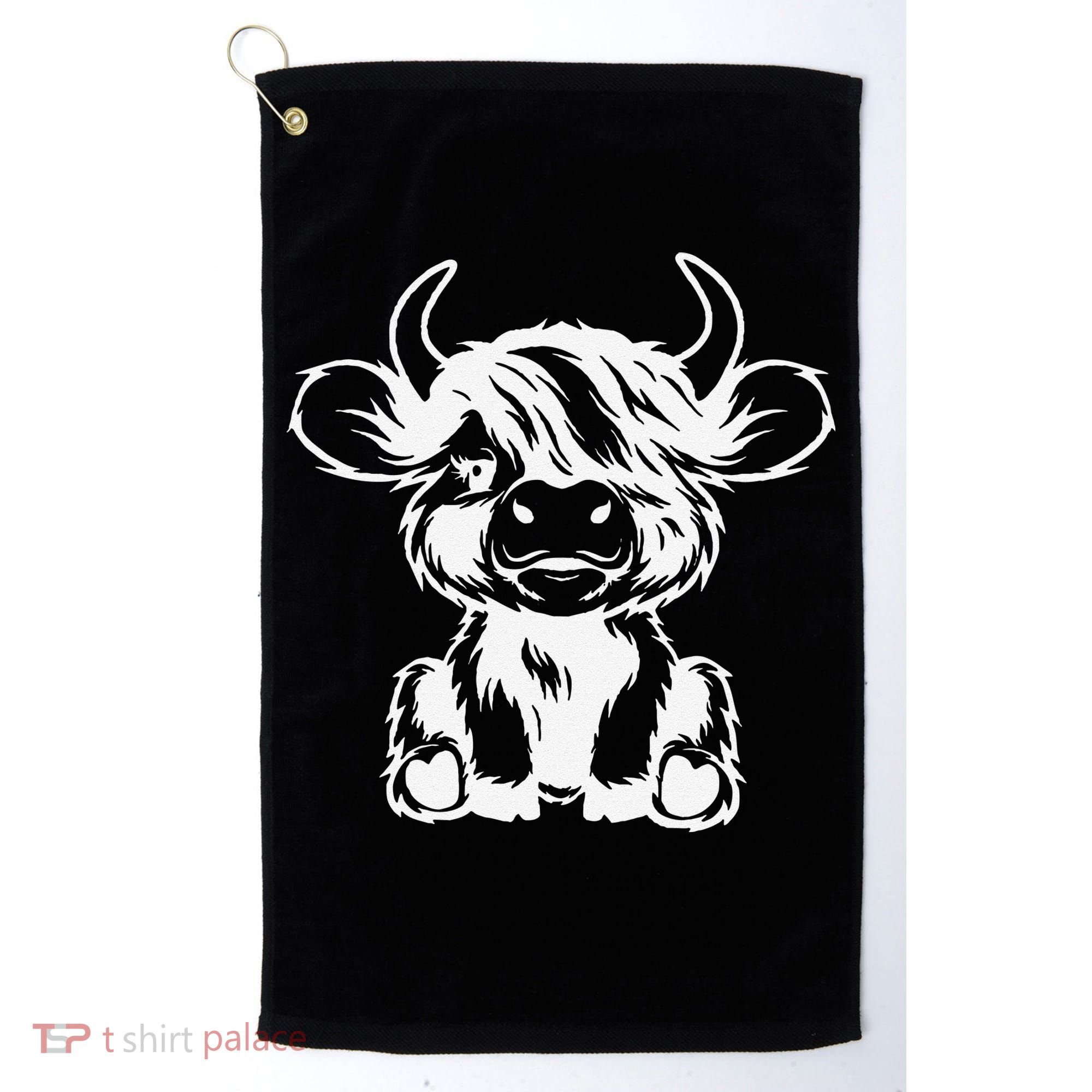 Funny Highland Cow Gift Golf Towel