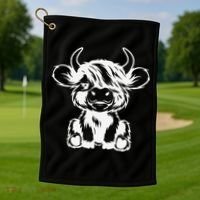 Funny Highland Cow Gift Golf Towel thumb 1
