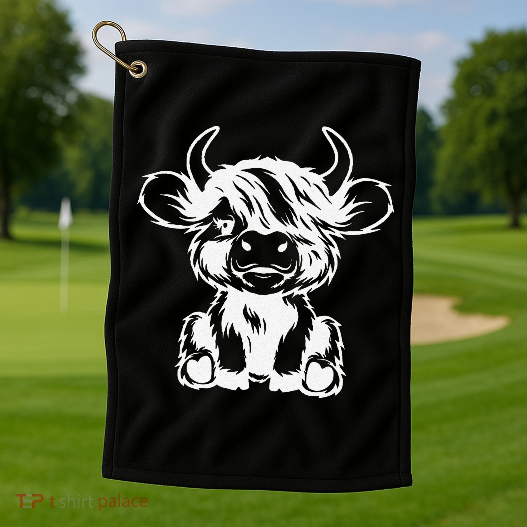 Funny Highland Cow Gift Golf Towel