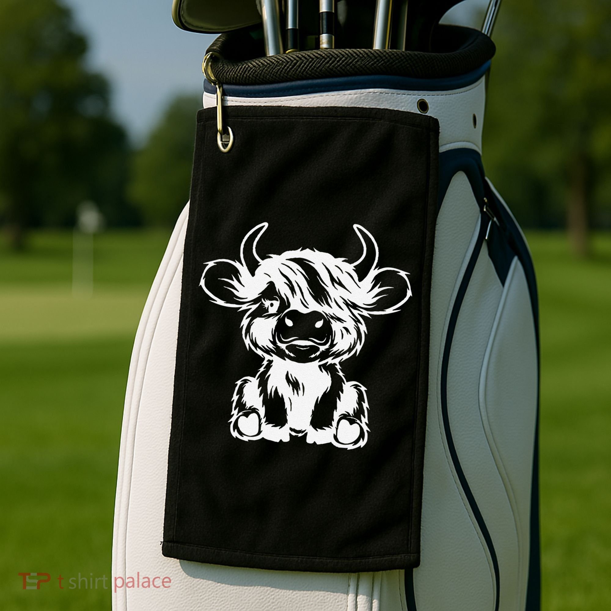 Funny Highland Cow Gift Golf Towel
