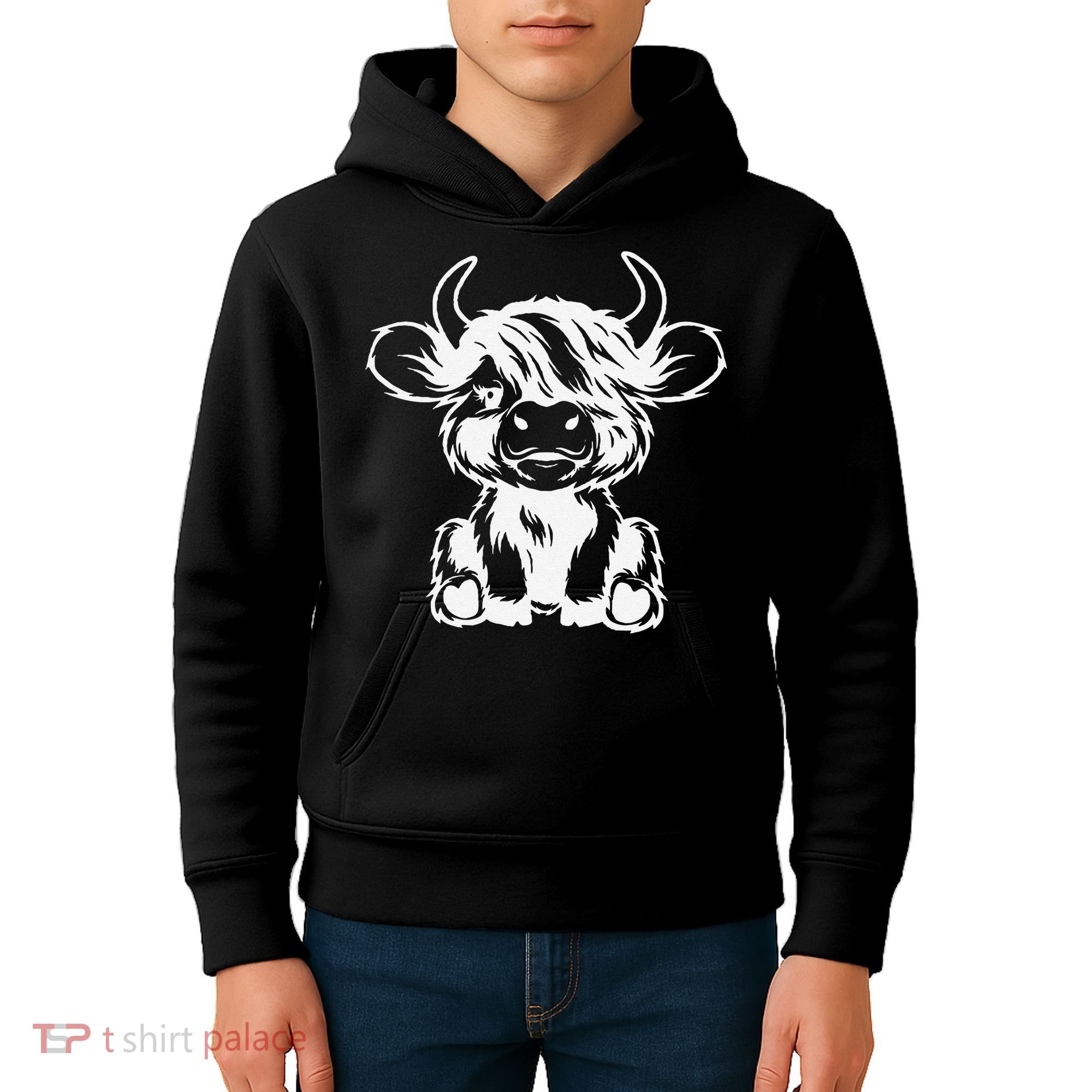 Funny Highland Cow Gift Kids Hoodie