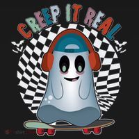 Funny Halloween Creep It Real Skateboarding Ghost Doggie Tank thumb 4