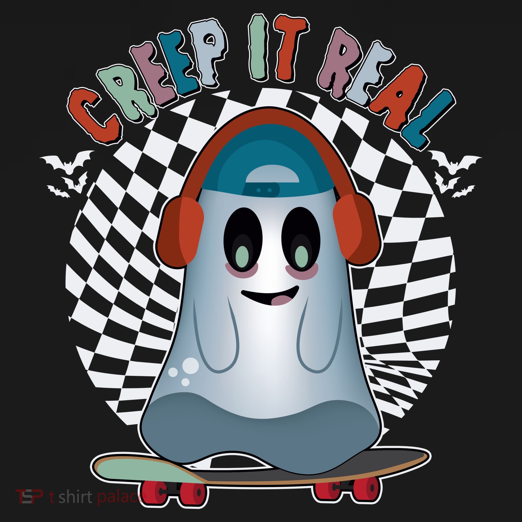 Funny Halloween Creep It Real Skateboarding Ghost Doggie Tank