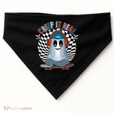 Funny Halloween Creep It Real Skateboarding Ghost USA-Made Doggie Bandana