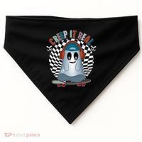 Funny Halloween Creep It Real Skateboarding Ghost USA-Made Doggie Bandana thumb 0