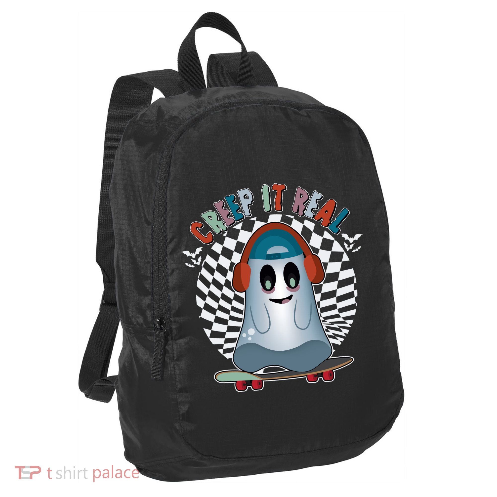 Funny Halloween Creep It Real Skateboarding Ghost Port Authority Crush Ripstop Backpack
