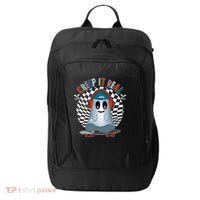 Funny Halloween Creep It Real Skateboarding Ghost City Backpack thumb 0