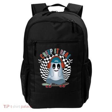 Funny Halloween Creep It Real Skateboarding Ghost Backpack