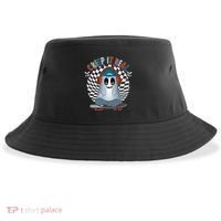 Funny Halloween Creep It Real Skateboarding Ghost Sustainable Bucket Hat thumb 0