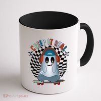 Funny Halloween Creep It Real Skateboarding Ghost Coffee Mug thumb 1