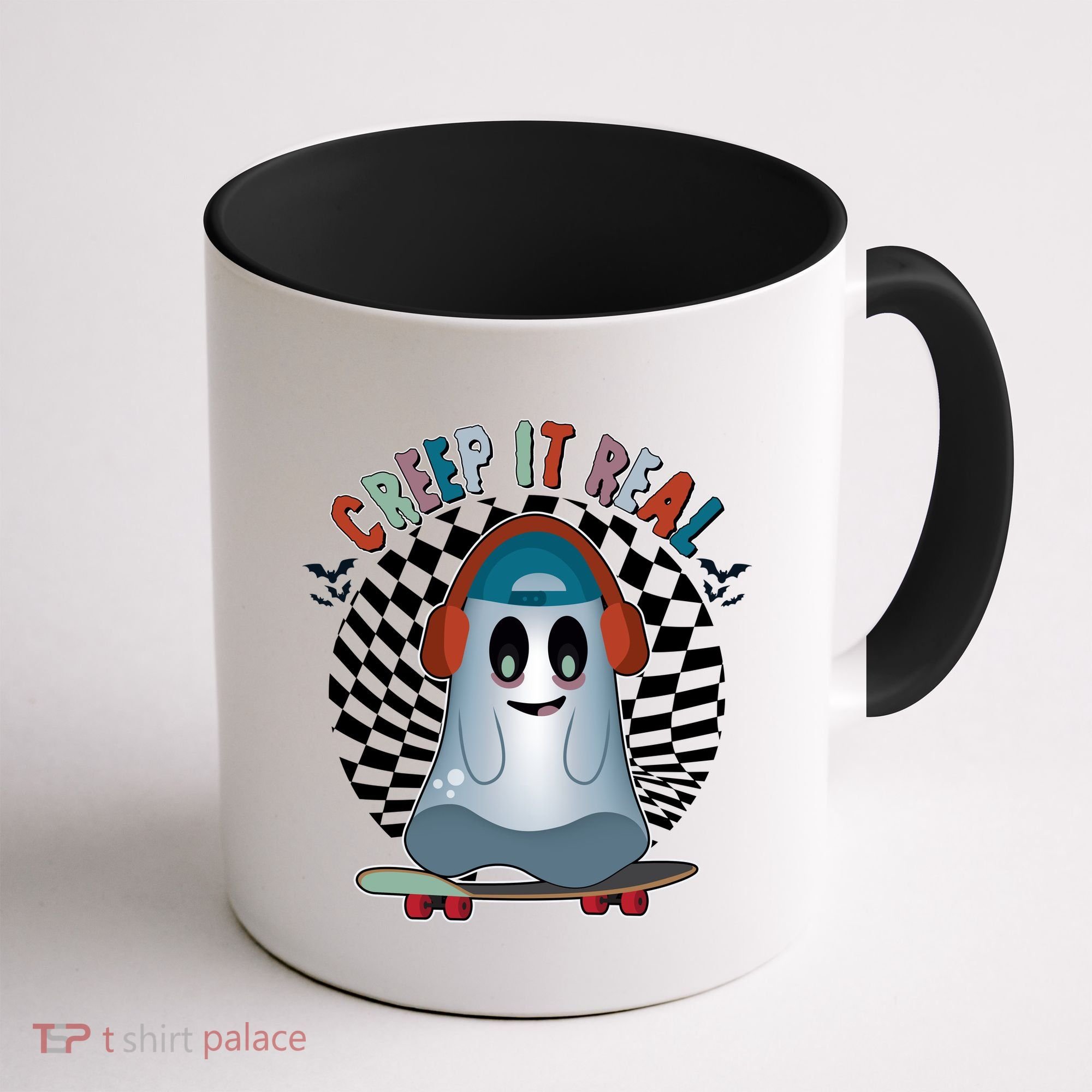 Funny Halloween Creep It Real Skateboarding Ghost Coffee Mug