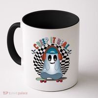 Funny Halloween Creep It Real Skateboarding Ghost Coffee Mug thumb 0