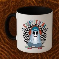 Funny Halloween Creep It Real Skateboarding Ghost Coffee Mug thumb 2
