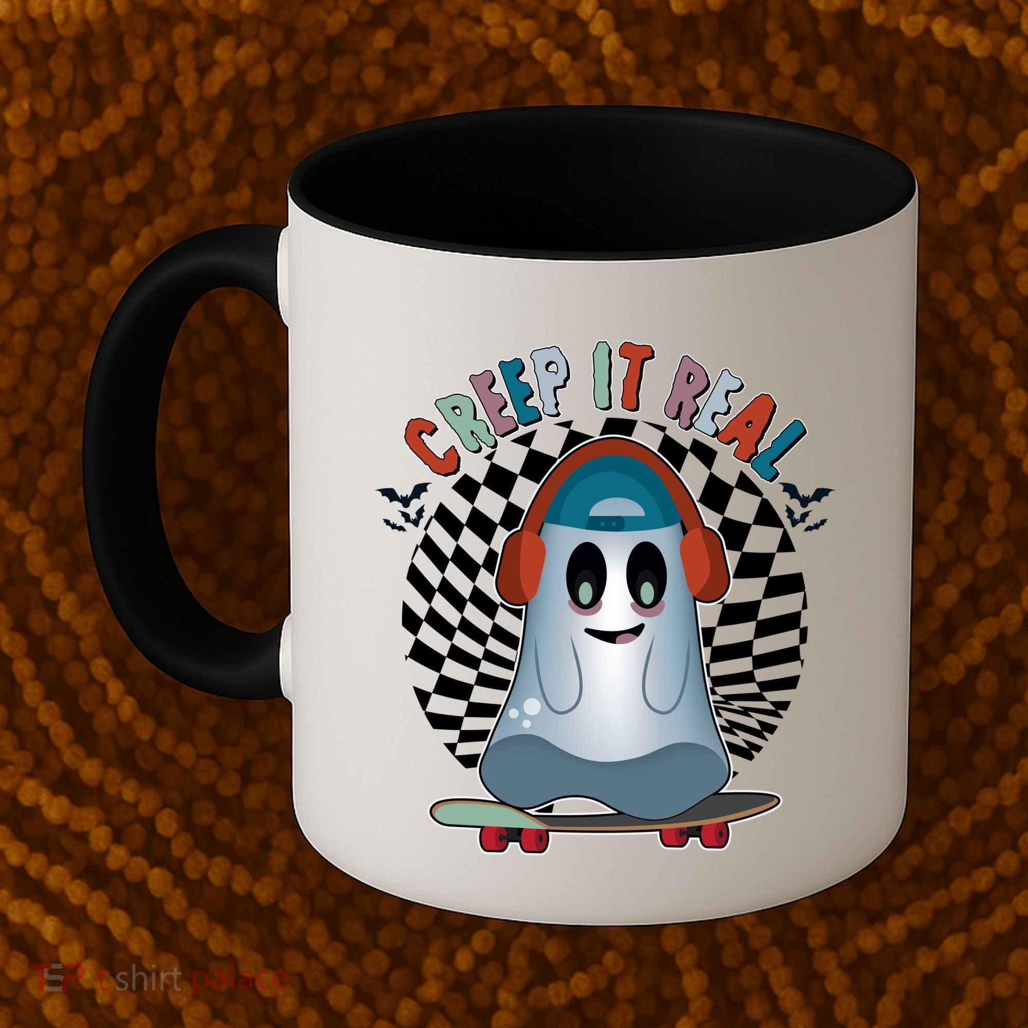Funny Halloween Creep It Real Skateboarding Ghost Coffee Mug
