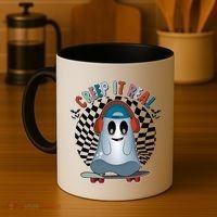 Funny Halloween Creep It Real Skateboarding Ghost Coffee Mug thumb 4