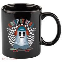 Funny Halloween Creep It Real Skateboarding Ghost 11oz C Handle Ceramic Mug thumb 0
