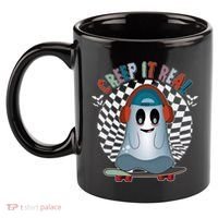 Funny Halloween Creep It Real Skateboarding Ghost 11oz C Handle Ceramic Mug thumb 2