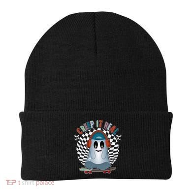 Funny Halloween Creep It Real Skateboarding Ghost Beanie