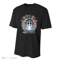 Funny Halloween Creep It Real Skateboarding Ghost Youth Performance Sprint T-Shirt thumb 0