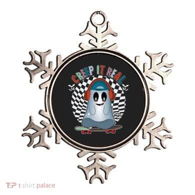 Funny Halloween Creep It Real Skateboarding Ghost Ornament