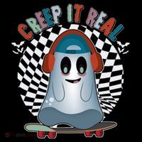 Funny Halloween Creep It Real Skateboarding Ghost Ornament thumb 1