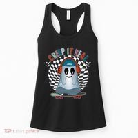 Funny Halloween Creep It Real Skateboarding Ghost Women's Tank Top thumb 0