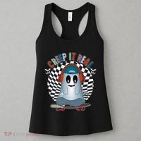 Funny Halloween Creep It Real Skateboarding Ghost Women's Tank Top thumb 3