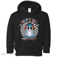 Funny Halloween Creep It Real Skateboarding Ghost Toddler Hoodie thumb 0