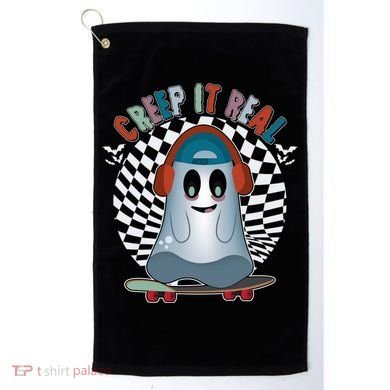 Funny Halloween Creep It Real Skateboarding Ghost Golf Towel