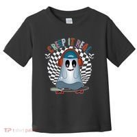 Funny Halloween Creep It Real Skateboarding Ghost Toddler T-Shirt thumb 0