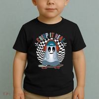 Funny Halloween Creep It Real Skateboarding Ghost Toddler T-Shirt thumb 2