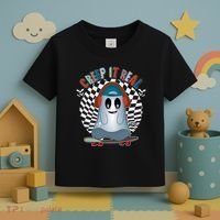 Funny Halloween Creep It Real Skateboarding Ghost Toddler T-Shirt thumb 3