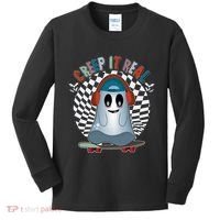 Funny Halloween Creep It Real Skateboarding Ghost Kids Long Sleeve Shirt thumb 0
