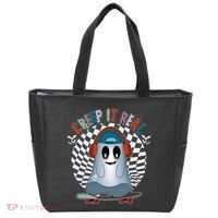 Funny Halloween Creep It Real Skateboarding Ghost Tote Bag thumb 0