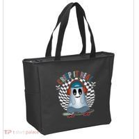 Funny Halloween Creep It Real Skateboarding Ghost Tote Bag thumb 2