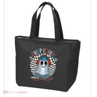 Funny Halloween Creep It Real Skateboarding Ghost Tote Bag thumb 3