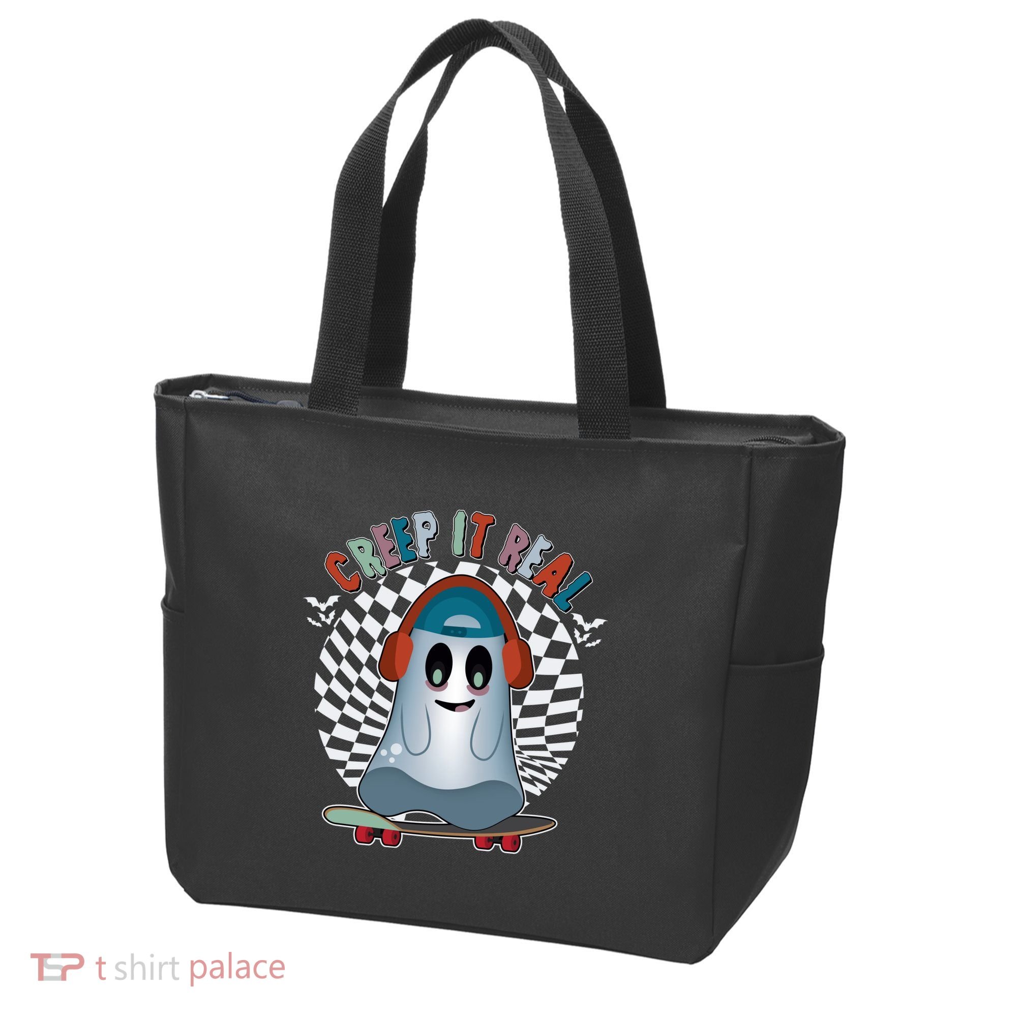 Funny Halloween Creep It Real Skateboarding Ghost Tote Bag