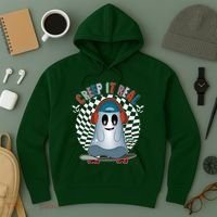 Funny Halloween Creep It Real Skateboarding Ghost Hoodie thumb 3